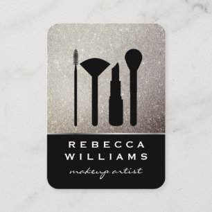 Elegante Imitate Gold Glitzer Makeup Set / Schwarz Visitenkarte