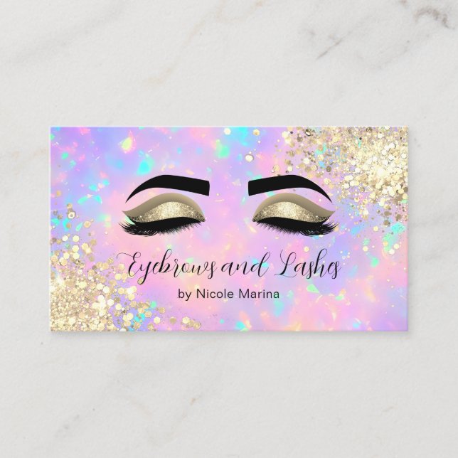 Elegante Imitate Gold Holographic Eyelash Eyebrow  Visitenkarte (Vorderseite)