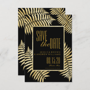 Elegante Imitate Gold Leaf Bracken Save the Date Einladung