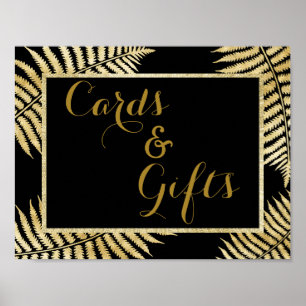 Elegante Imitate Gold Leaf Bracken Wedding Poster