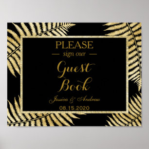 Elegante Imitate Gold Leaf Bracken Wedding Poster