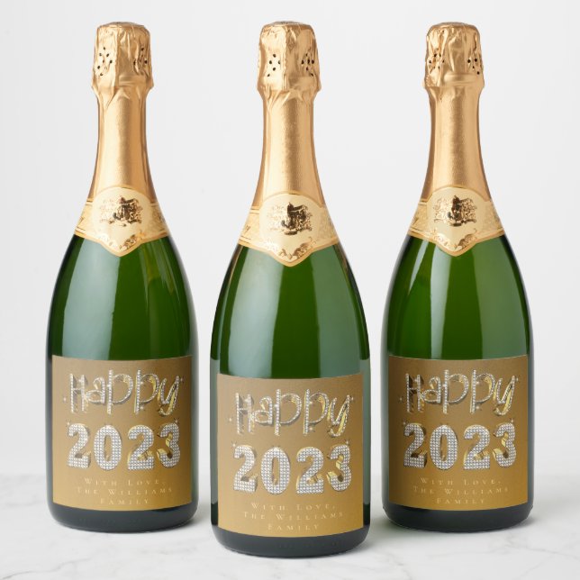 Elegante Imitate Gold Lettering Happy New Year 202 (Flaschen)