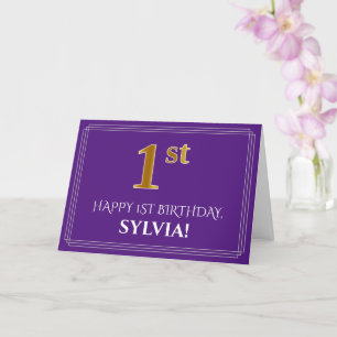 Elegante Imitate Gold Look 1. Geburtstag, Name; Li Karte