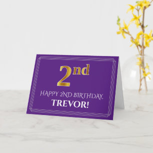 Elegante Imitate Gold Look 2. Geburtstag, Name; Li Karte