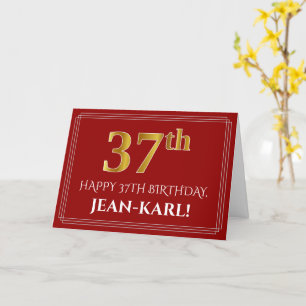 Elegante Imitate Gold Look "37. Geburtstag", Name  Karte