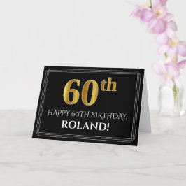 Elegante Imitate Gold Look "60." Geburtstag + Name Karte