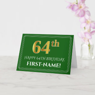 Elegante Imitate Gold Look 64. Geburtstag, Name (g Karte