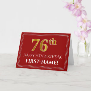 Elegante Imitate Gold Look "76. Geburtstag", Name Karte