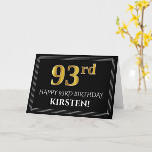 Elegante Imitate Gold Look "93. Geburtstag" + Name Karte