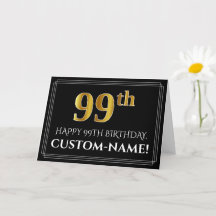 Elegante Imitate Gold Look "99. Geburtstag" + Name