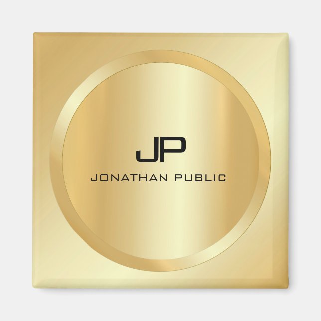 Elegante Imitate Gold Monogram Moderne, benutzerde Magnet (Vorne)