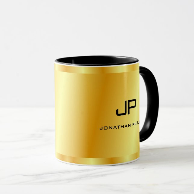 Elegante Imitate Gold Monogram Template Trendy Tasse (VorderseiteRechts)