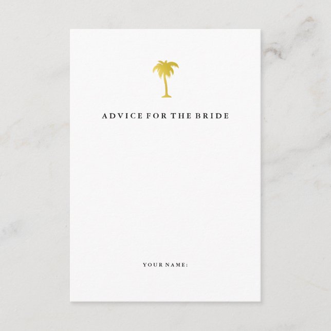 Elegante Imitate Gold Palm Tree Advice für die Bra Hinweiskarte (Vorderseite)