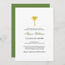 Elegante Imitate Gold Palm Tree Brautparty | Grün Einladung