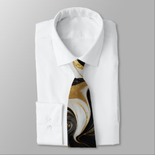 Elegante Imitate Gold, Schwarz und Weiß marmoriert Krawatte