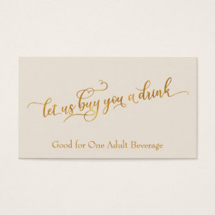 Elegante Imitate - Gold Script Cream Drink Tickets