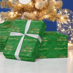 Elegante Imitate Gold Script Frohe Weihnachten Grü Geschenkpapier