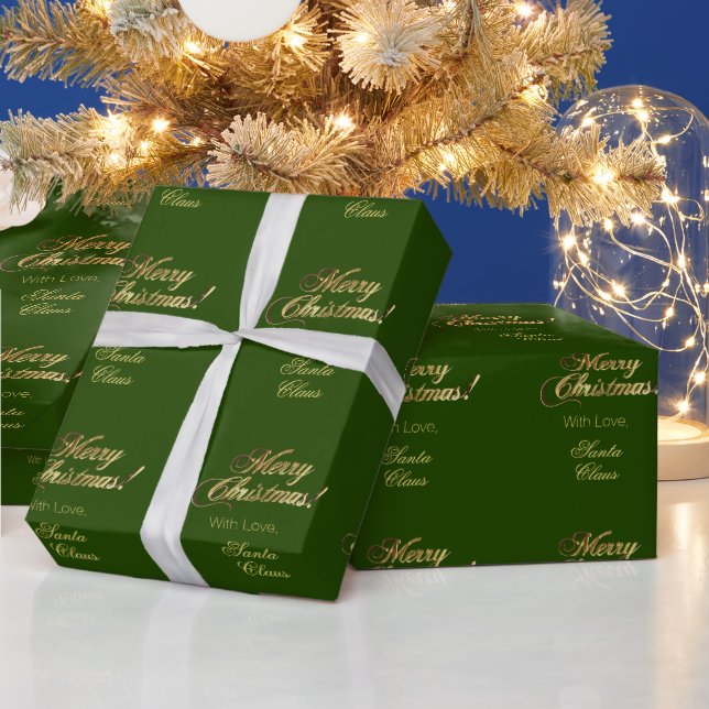 Elegante Imitate Gold Script Frohe Weihnachten Grü Geschenkpapier (Feiertage)