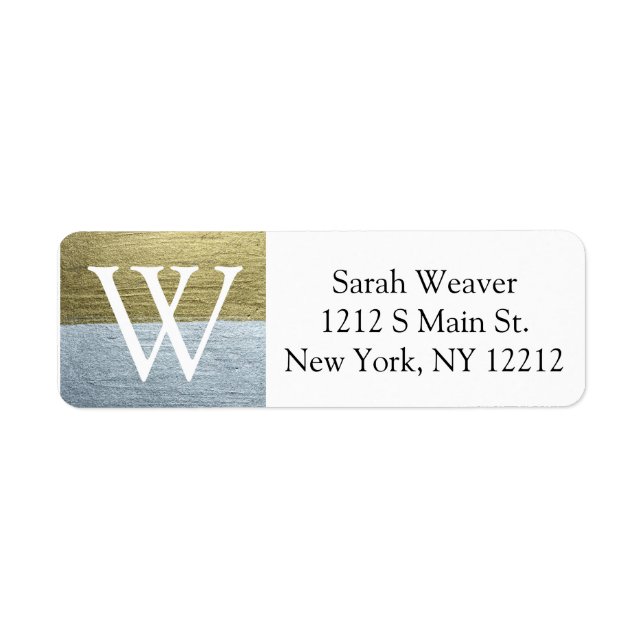 Elegante Imitate Gold & Silver Monogram Address La (Vorne)