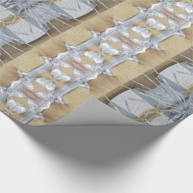 Elegante Imitate Gold Silver Ribbon Muster Weihnac Geschenkpapier (Ecke)