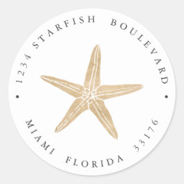 Elegante IMITATE GOLD Starfish Rücksendeadresse Runder Aufkleber