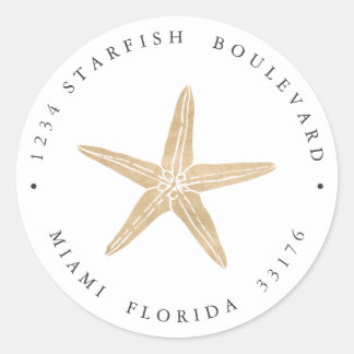 Elegante IMITATE GOLD Starfish Rücksendeadresse Runder Aufkleber