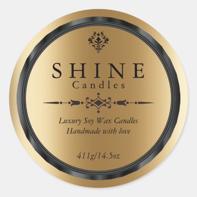 Elegante Imitate Gold und Black Labels Runder Aufkleber (Vorderseite)
