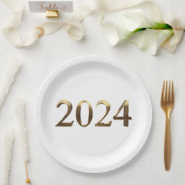 Elegante Imitate Goldene Zahlen Glücklich Neues Ja Pappteller