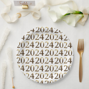 Elegante Imitate Goldene Zahlen Glücklich Neues Ja Pappteller