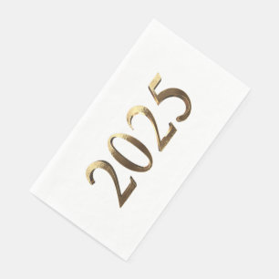 Elegante Imitate Goldene Zahlen Glücklich Neues Ja Serviette