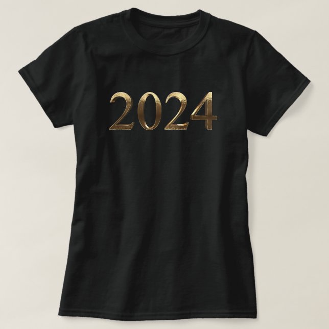 Elegante Imitate Goldene Zahlen Glücklich Neues Ja T-Shirt (Design vorne)