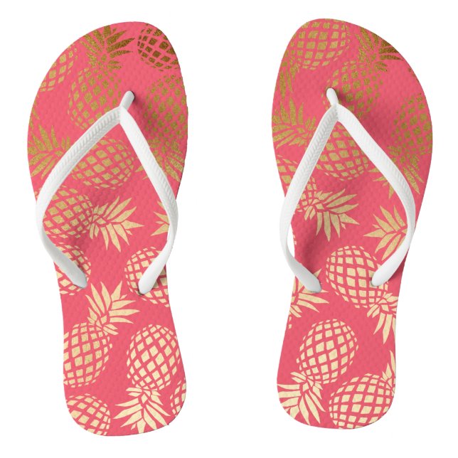elegante Imitate goldenes tropisches Ananas-Muster Flip Flops (Fußbett)