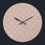 elegante Imitate goldfarbene Polka-Punkte Große Wanduhr<br><div class="desc">Elegantes und modernes Polka dots Design.</div>