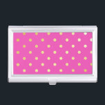 elegante Imitate goldfarbene Polka-Punkte Visitenkarten Dose<br><div class="desc">Elegantes und modernes Polka dots Design.</div>