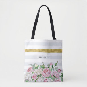 Elegante IMITATE Goldrand mit rosa Rosen und Namen