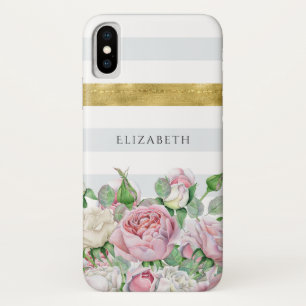 Elegante IMITATE Goldrand mit rosa Rosen und Namen Case-Mate iPhone Hülle