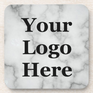 Elegante Imitate Grau Marmor Ihr Logo hier Getränkeuntersetzer