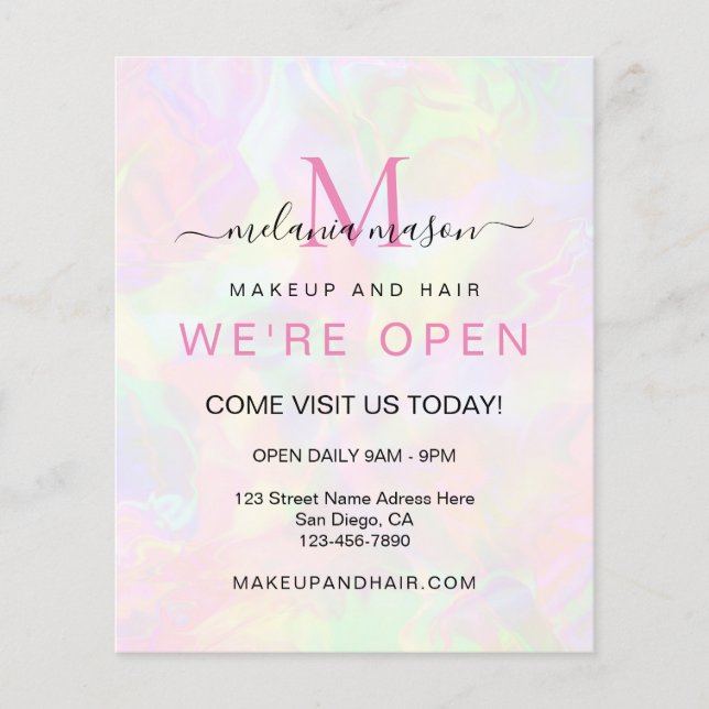 Elegante Imitate Holografie Wir sind offen eifrig Flyer (Vorne)