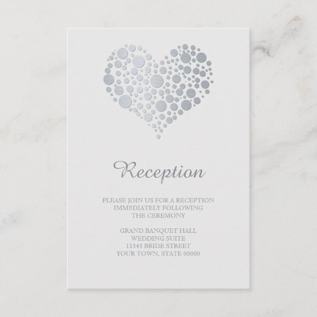 Elegante Imitate Info-Karte für Silver Foil Heart  Begleitkarte (Vorderseite)