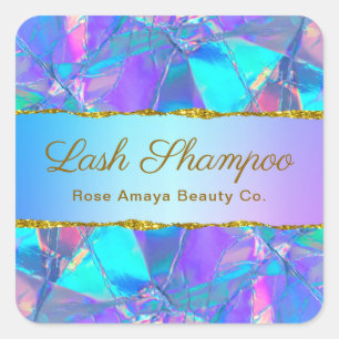 Elegante Imitate Iridescent Holographic Lash Clean Quadratischer Aufkleber