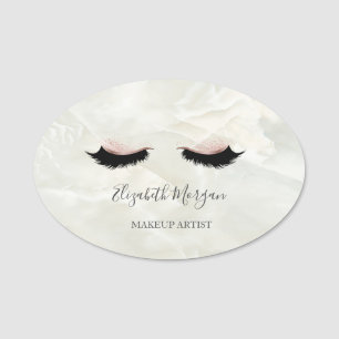 Elegante Imitate Lashes, Weißmarmor Makeup Künstle Namensschild