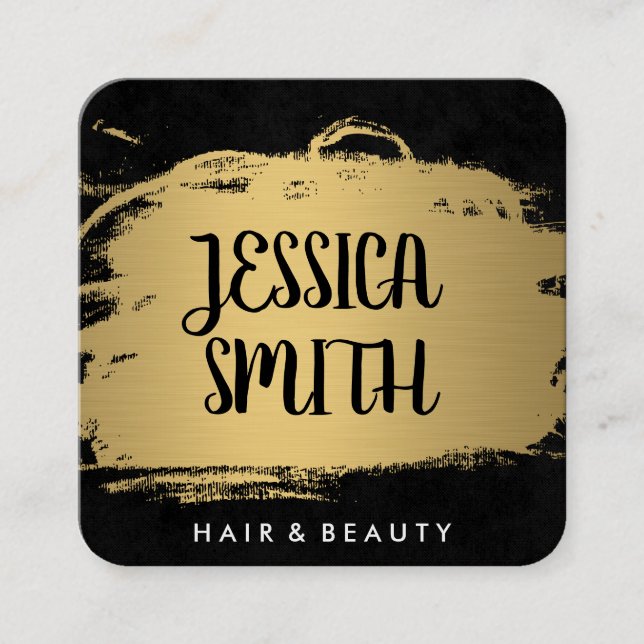 Elegante Imitate Metallic Gold und Black Quadratische Visitenkarte (Vorderseite)