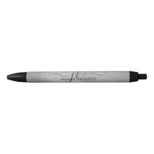 Elegante Imitate Metallisches Silver Gray Script M Kugelschreiber