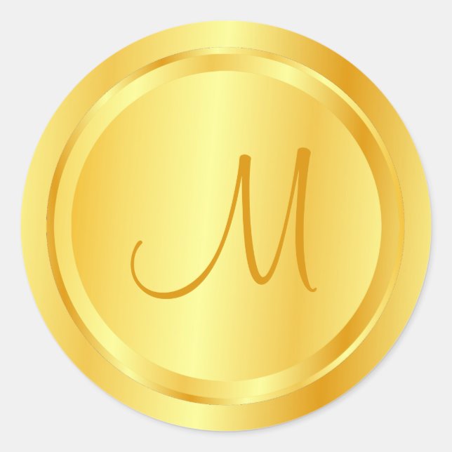Elegante Imitate Mit Monogramm Vorlage Moderne Runder Aufkleber (Vorderseite)