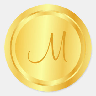 Elegante Imitate Mit Monogramm Vorlage Moderne Runder Aufkleber