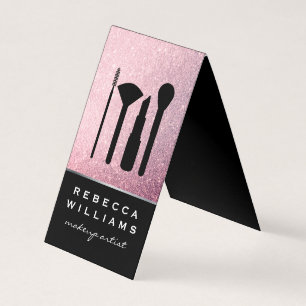 Elegante Imitate Rosa Glitzer Makeup Set Visitenkarten