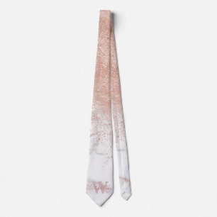 Elegante Imitate Rose Gold Konfetti, weißes Marmo Krawatte
