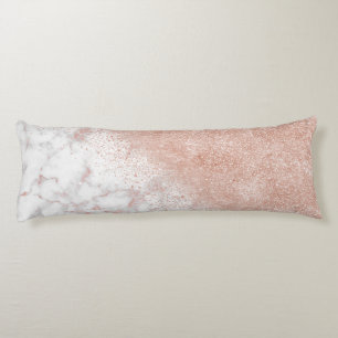 Elegante Imitate Rose Gold Konfetti, weißes Marmo Seitenschläferkissen