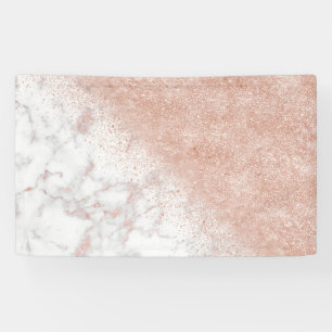 Elegante Imitate Rose Gold Konfetti, weißes Marmor Banner