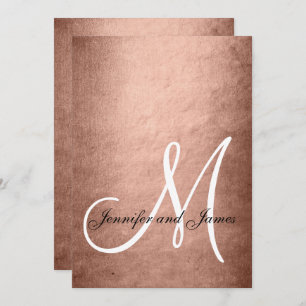 Elegante Imitate Rose Gold Monogram Wedding Einladung